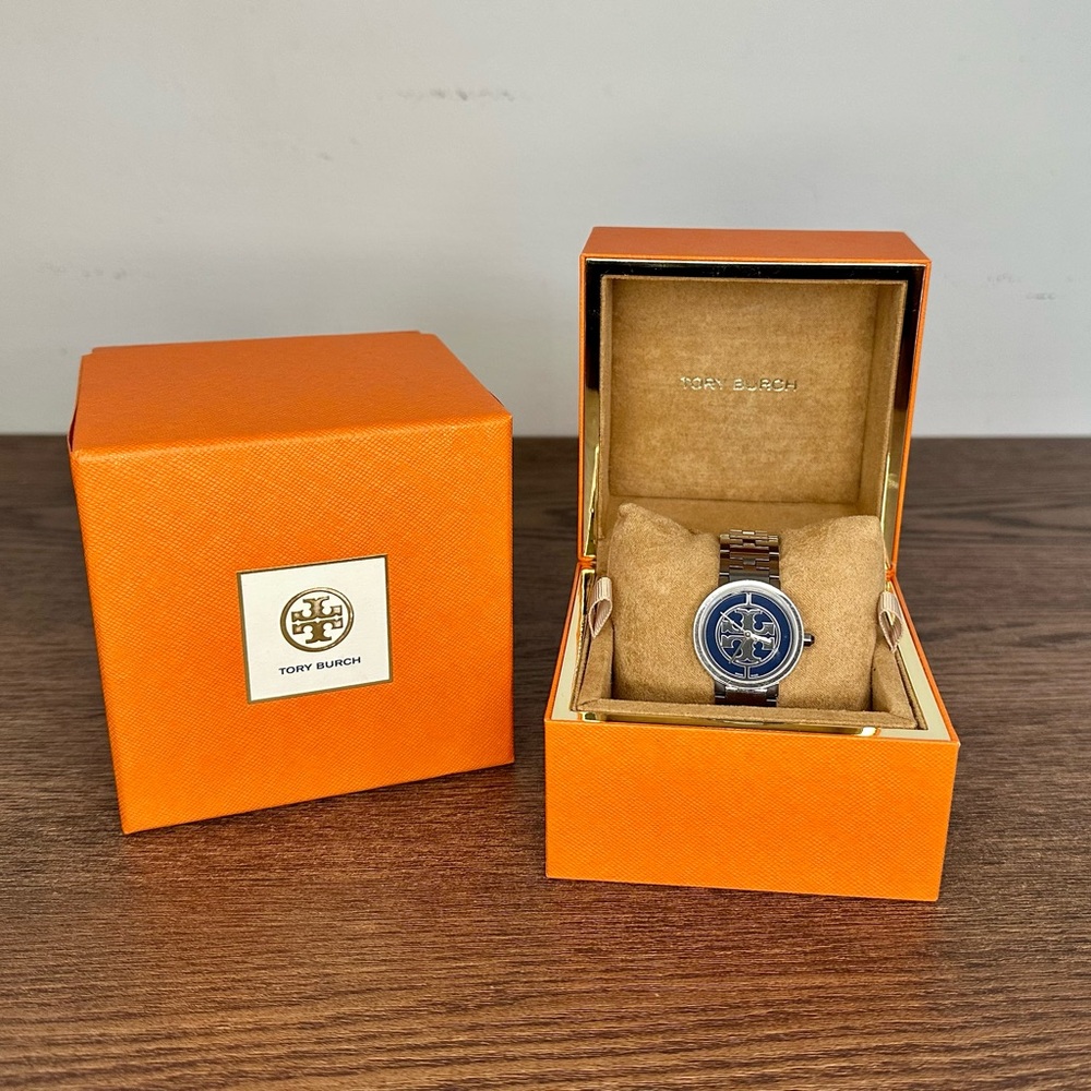 Tory Burch Reva Stainless Steel Watch TRB4010 Navy/Silver